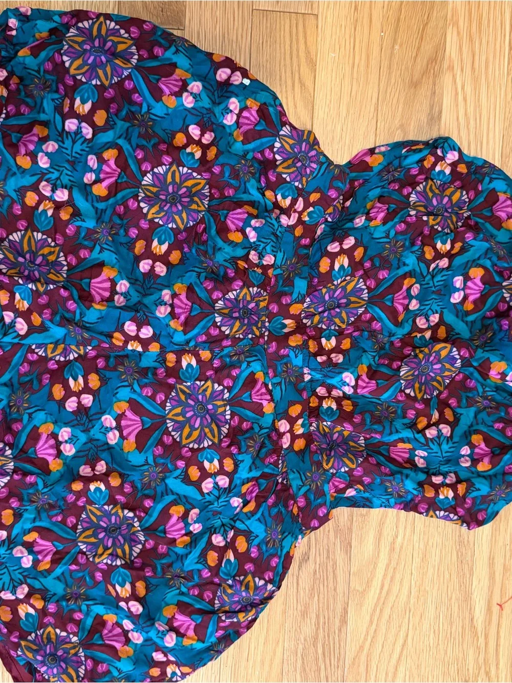 Free People Teal Floral Halter Romper with Pink, Purple & Orange Accents
